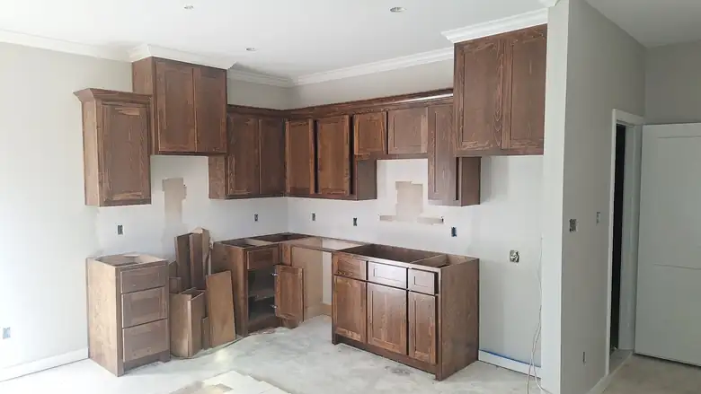 New oak cabinets installed and not yet finished